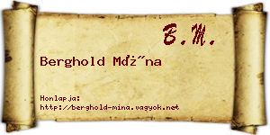 Berghold Mína névjegykártya